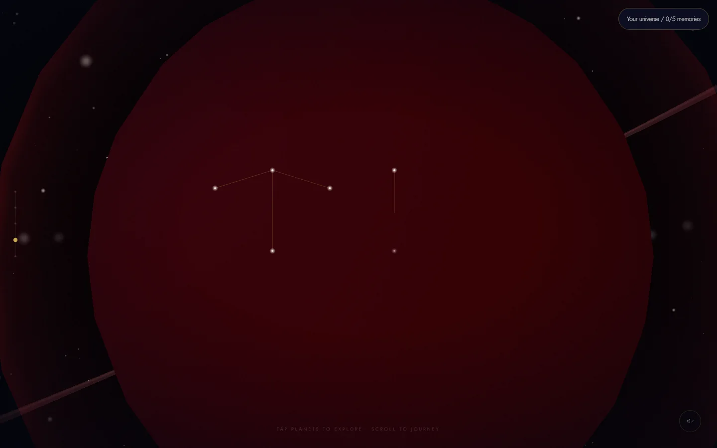 A red planet filling the frame, with a small connected constellation across its surface.